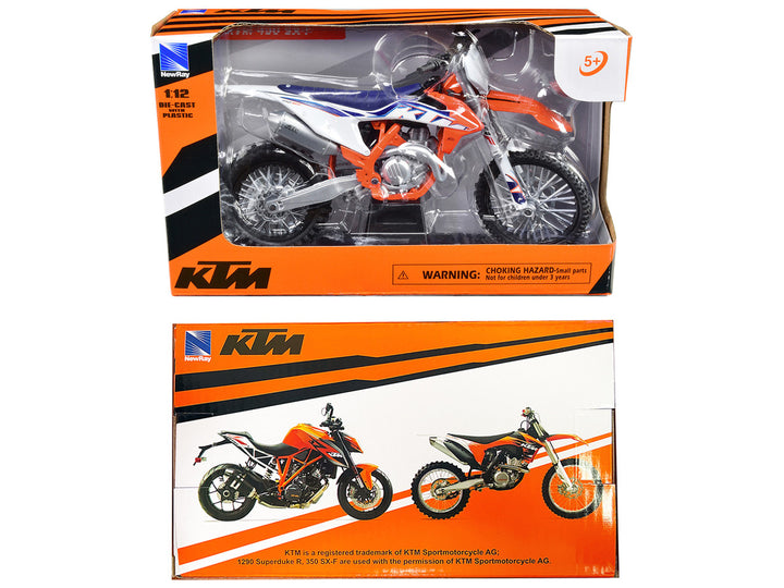 KTM 450 SX-F Dirt Bike Motorcycle Orange and White 1/12 Diecast Motorcycle Model by New Ray-0