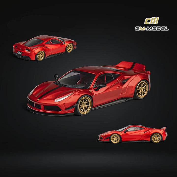 Ferrari 488 LBWK Widebody Metallic Red 1:64 by CM Model