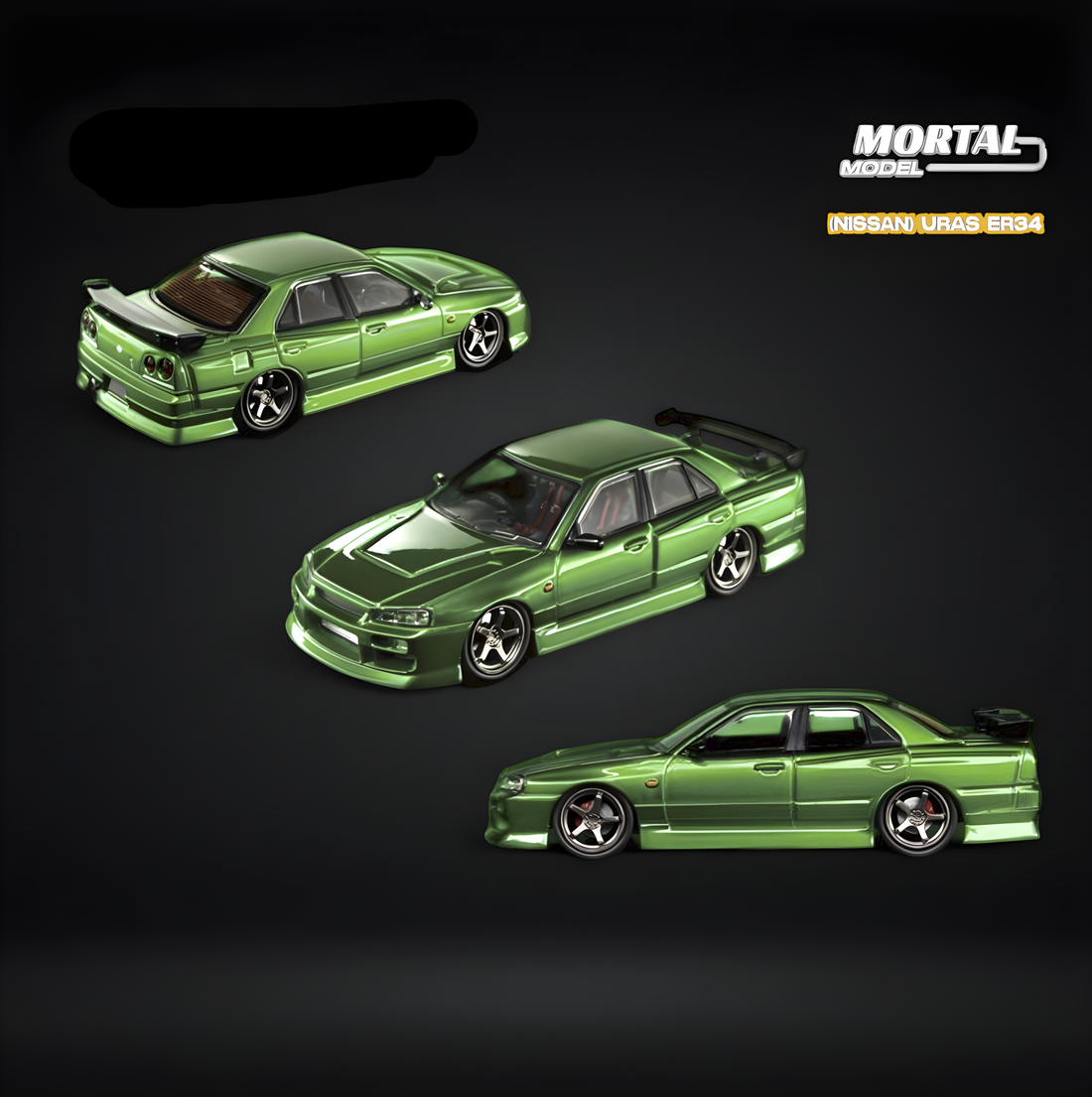 Nissan ER34 SKYLINE URAS Transparent Metallic Green 1:64 by Mortal