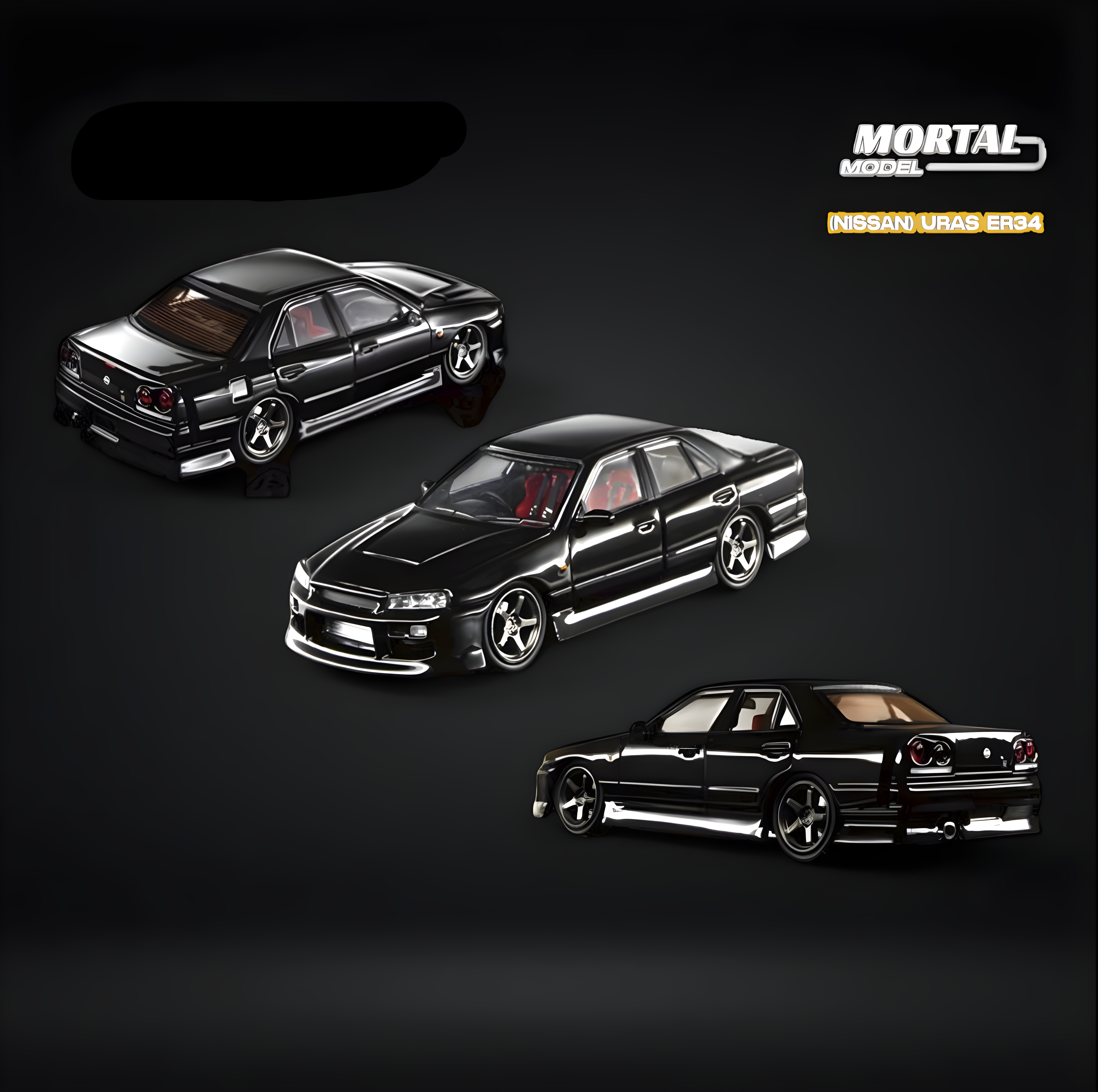 Nissan ER34 SKYLINE URAS Metallic Black 1:64 by Mortal