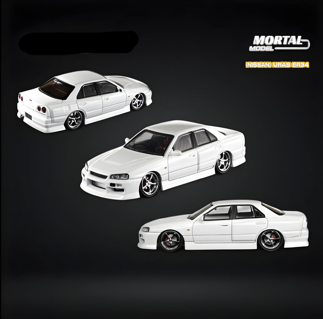 Nissan ER34 SKYLINE URAS Pearl White 1:64 by Mortal