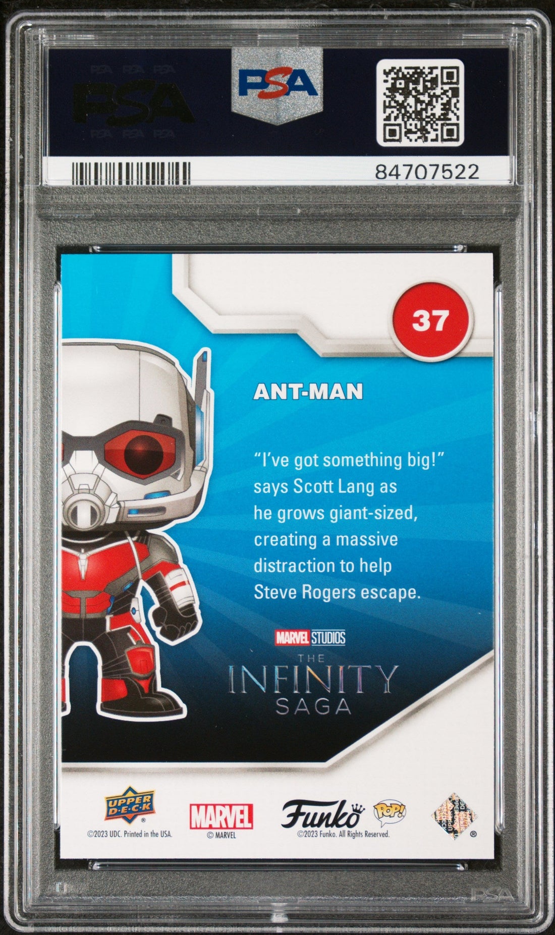 2023 UPPER DECK FUNKO POP MARVEL  ANTMAN PLATINUM #37  PSA 10 2