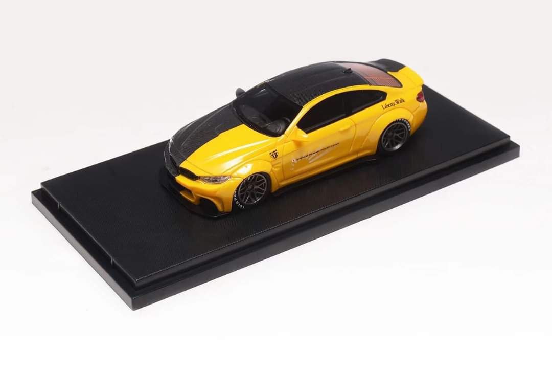 BMW M4 LWBK Yellow / Black Carbon Fiber 1:64 Resin by Stance Hunters High Rev Series