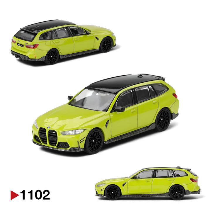 Mini GT BMW M3 M Performance Touring 1:64 diecast model in Isle of Man Green