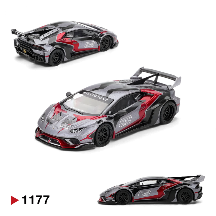 Mini GT Lamborghini Huracán GT RONIN 1:64 diecast model car featuring exclusive racing livery and premium collector-quality detailing.