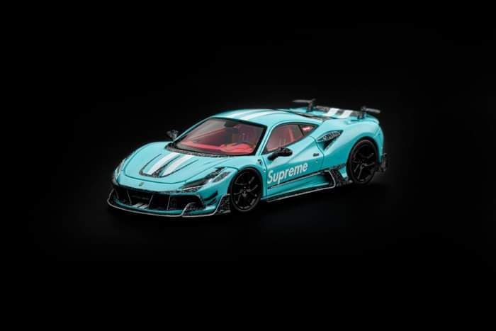 Ferrari Mansory F8XX TIFFANY Blue SUPREME 1:64 Resin by FuelMe Angled Front View