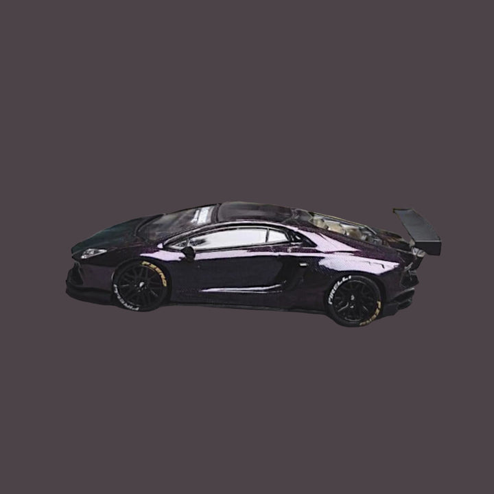 Lamborghini Aventador LP700-4 LB 1.0 Purple Carbon Fiber 1:64 by King Model  Angled Side View