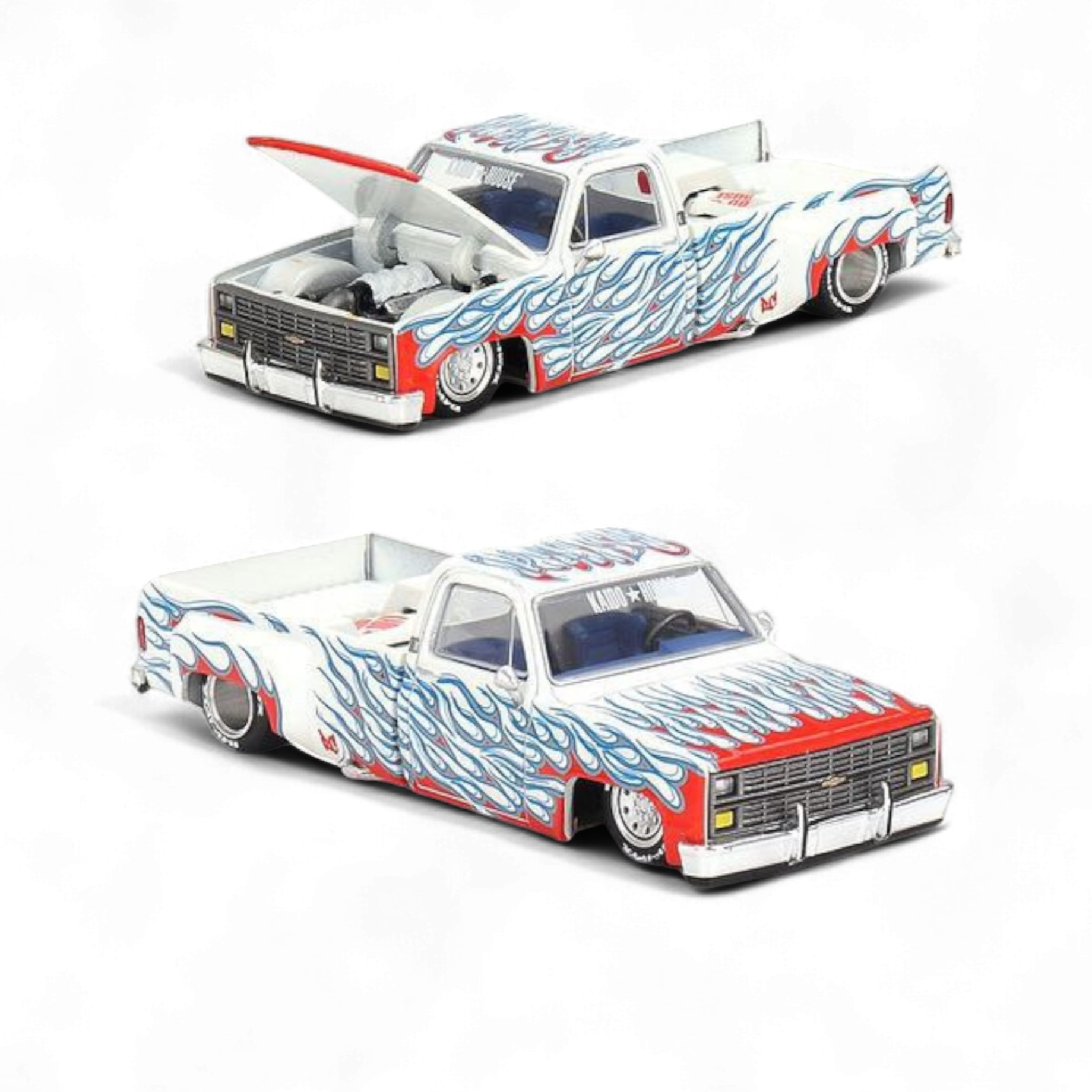 Chevrolet Silverado DUALLY on Fire V2 1:64 KHMG157 by Mini GT x Kaido House 