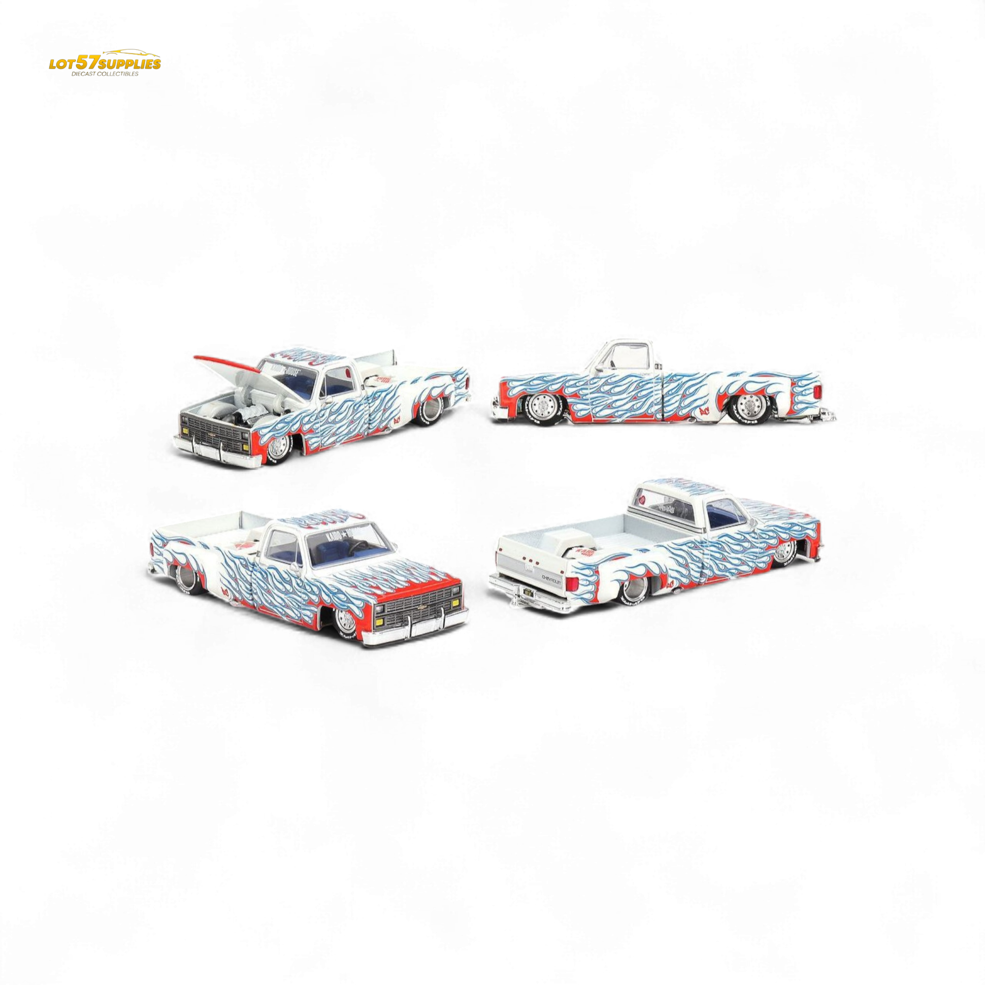 Chevrolet Silverado DUALLY on Fire V2 1:64 KHMG157 by Mini GT x Kaido House