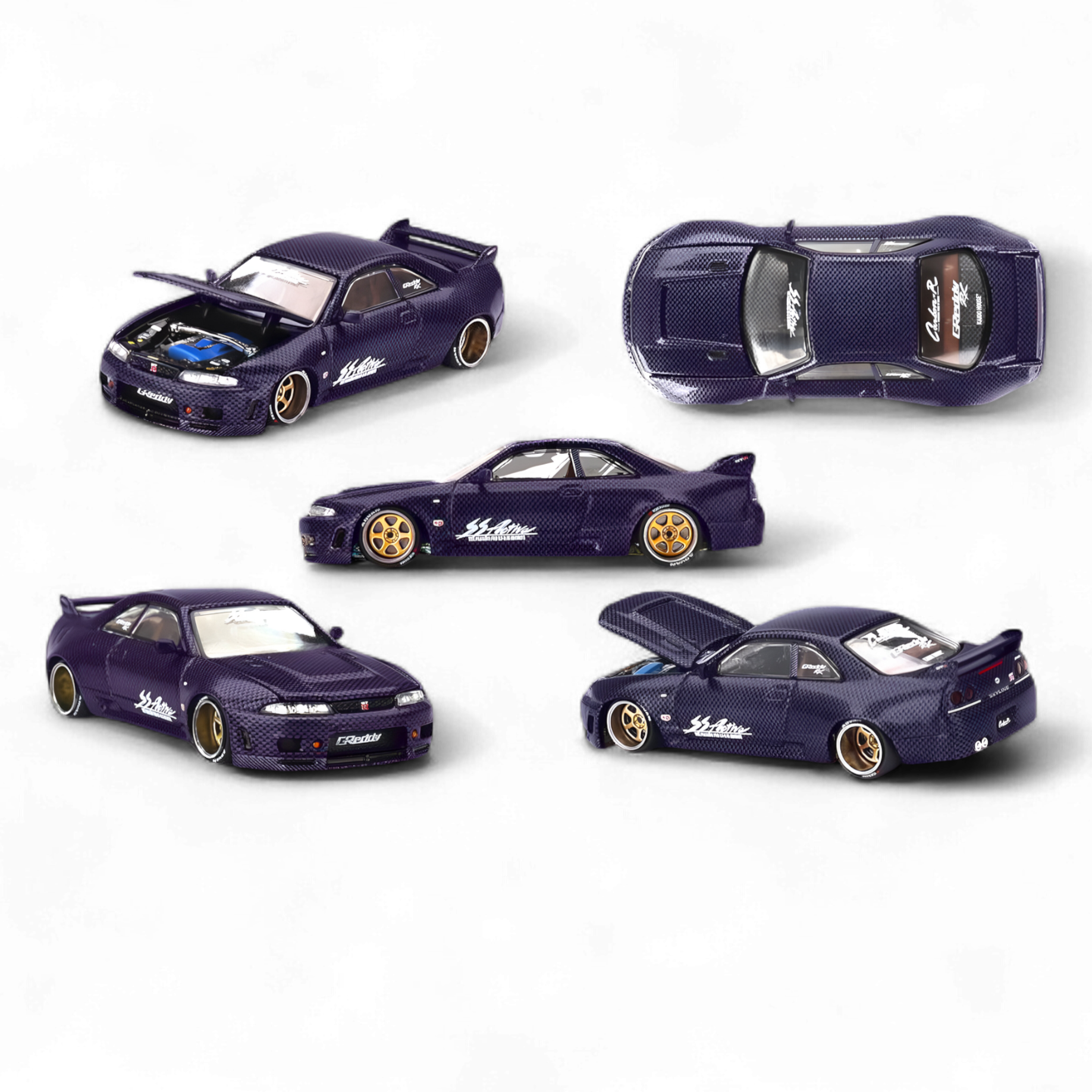 Nissan Skyline GT-R (R33) Purple Active Carbon R V2 1:64 KHMG163 by Mini GT x Kaido House 3