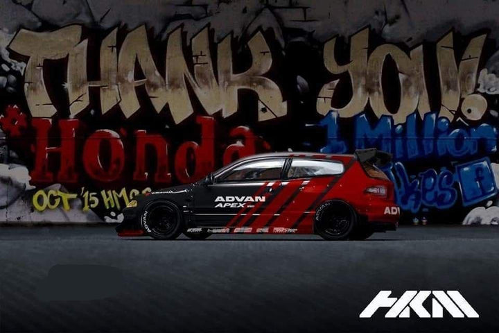 Honda Civic EG6 Pandem Rocket Bunny Widebody ADVAN Livery 1:64 by HKM Front Angle View