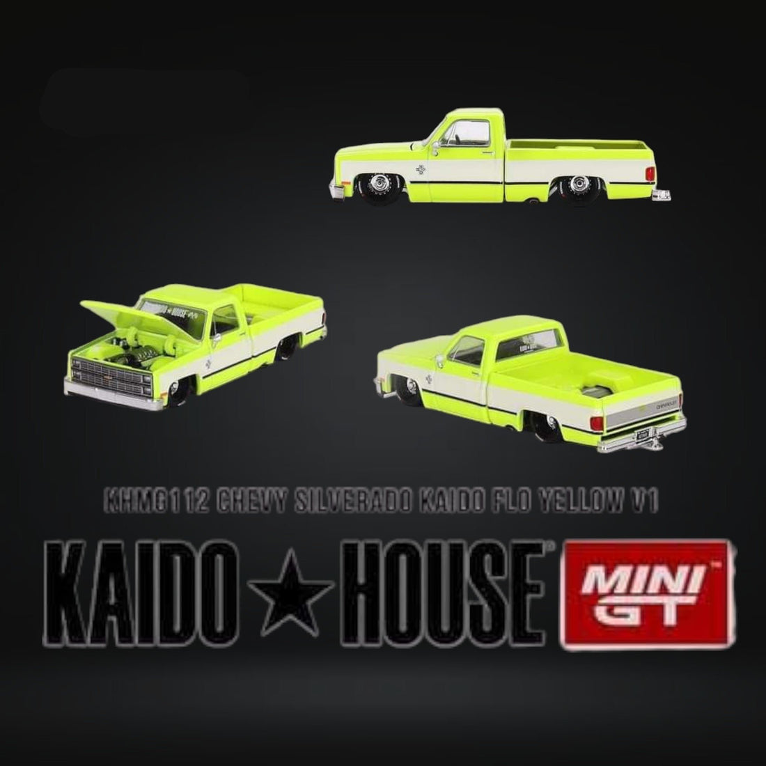 Chevrolet Silverado FLO YELLOW 1:64 by Mini GT x Kaido House KHMG112