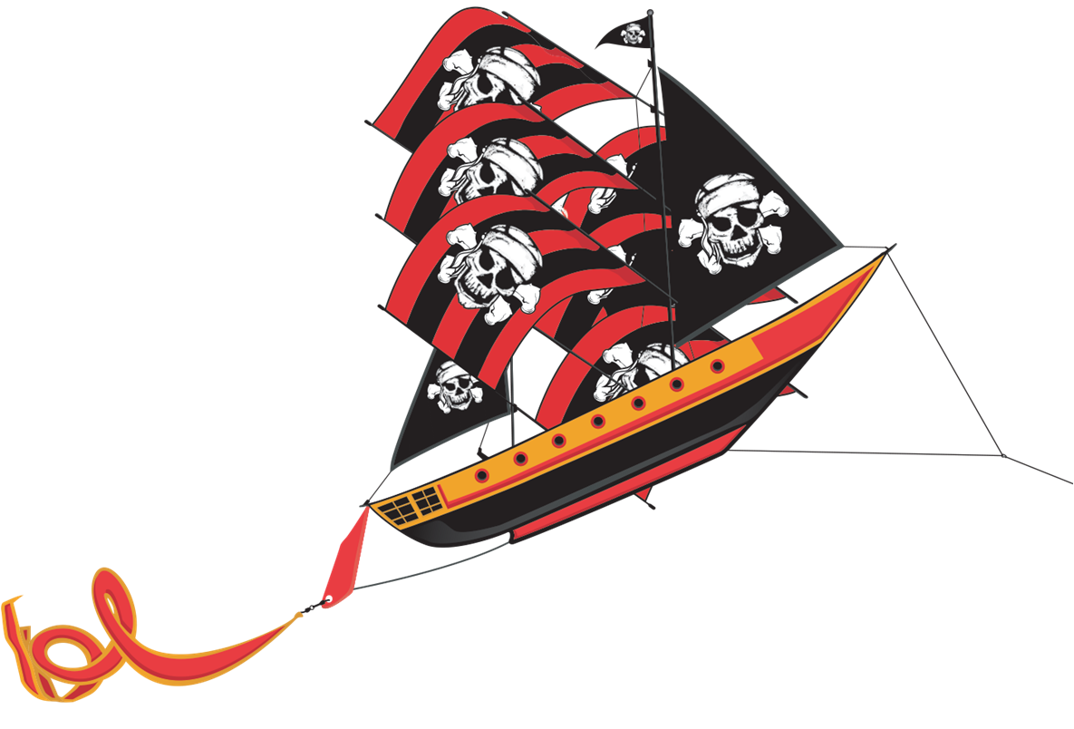 Kite - 38 Inch tall SuperSize 3D PirateShip Nylon Kite