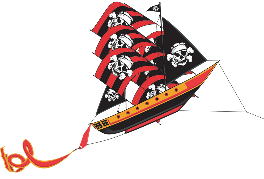 Kite - 38 Inch tall SuperSize 3D PirateShip Nylon Kite