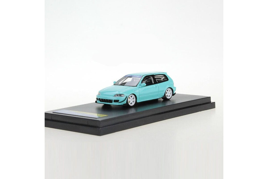 Honda Civic EG6 Spoon Sports Gift Tiffany Blue 1:64 by YM Model Angled Front View