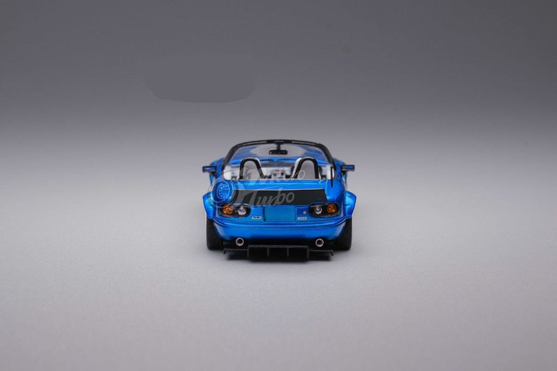 Eunos Roadster RHD Rocket Bunny Widebody Customized Metallic Blue 1:64 by MicroTurbo Rear View