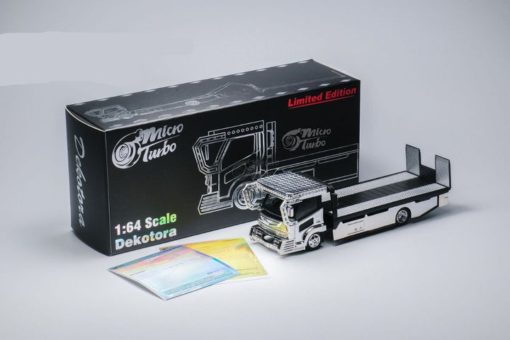 Dekotora Flatbed Tow Truck With Stickers 1:64 by MicroTurbo Package View