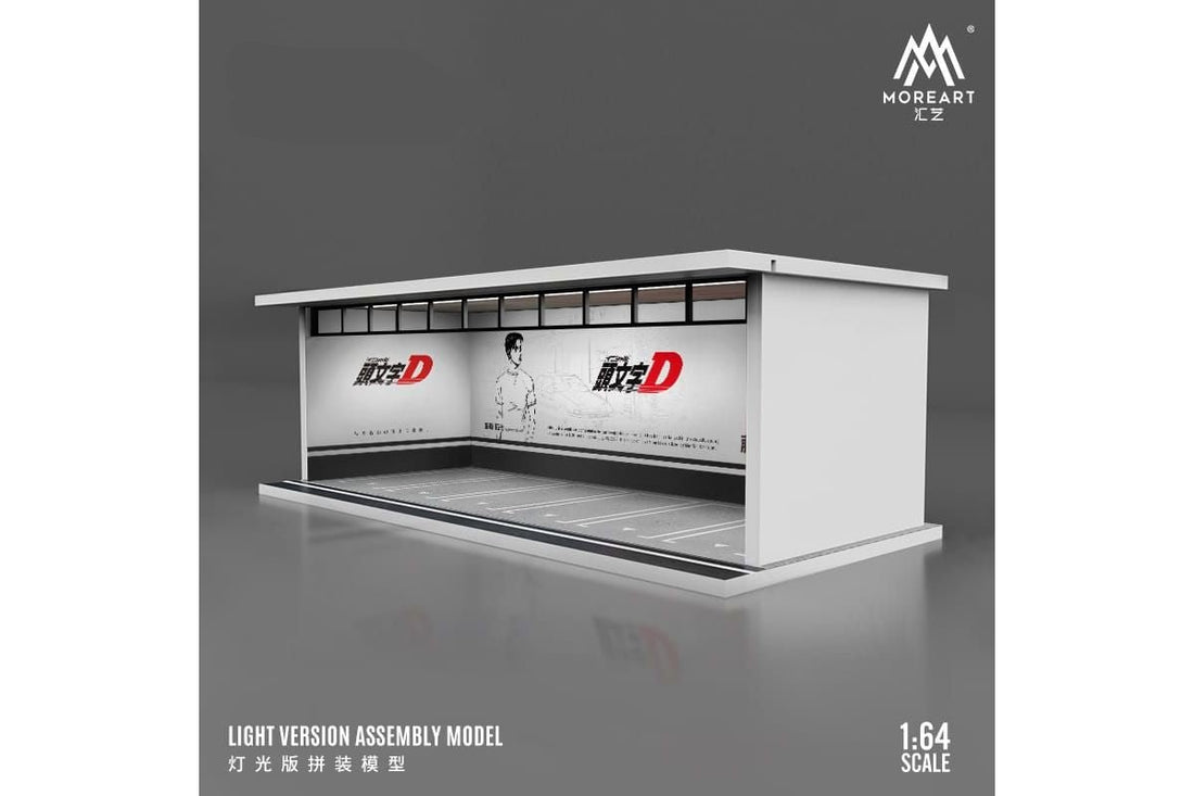 Parking Lot Diorama Initial D White & Black/ Slam Dunk/ Hatsune Miku 1:64 by MoreArt D Angled View