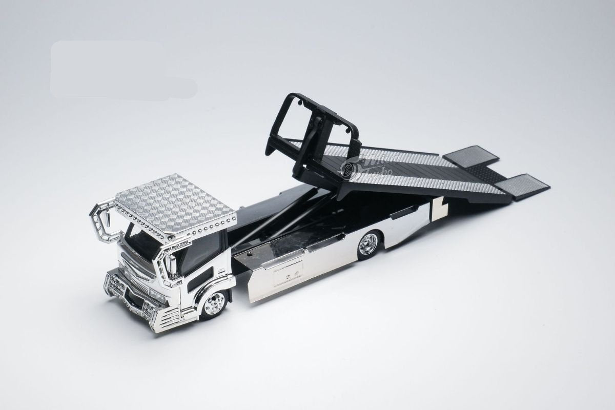 Dekotora Flatbed Tow Truck With Stickers 1:64 by MicroTurbo Re-attaching View