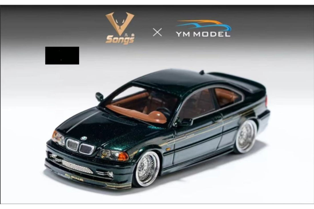 BMW E46 Alpina B3 in British Green Limited to 299 Pcs 1:64 by YM Model x SONGS Angled Front View