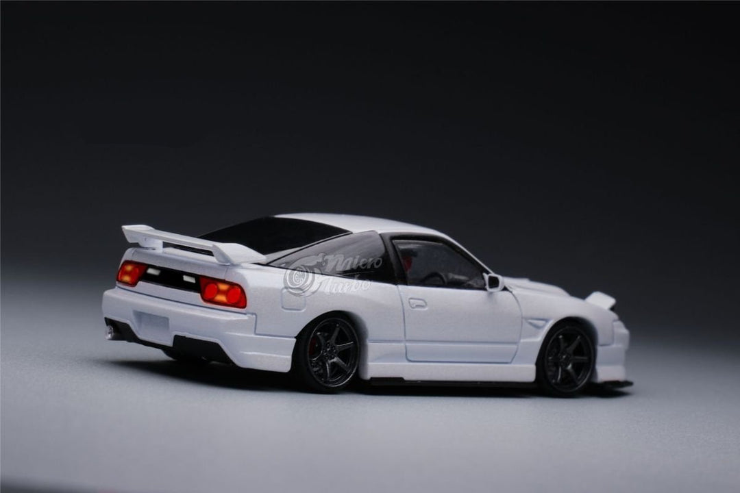 Nissan 180SX Custom Spirit Rei "MIYABI" in white 1:64 by MicroTurbo Angled Passenger Side View