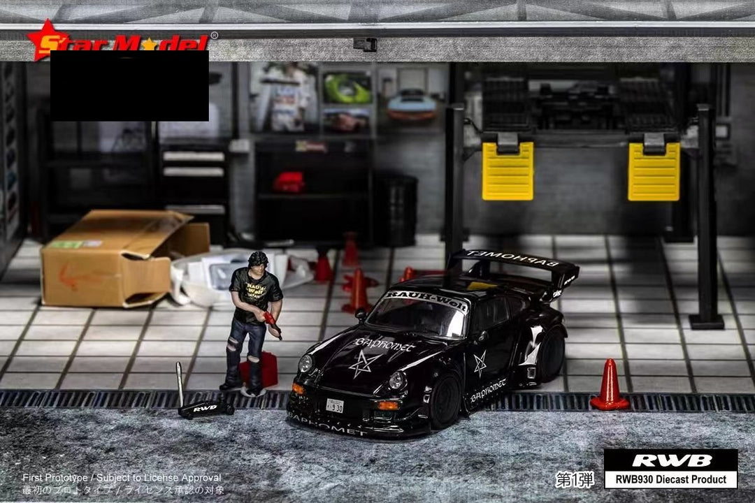 Porsche 911 RWB 930 GT Wing "Baphomet" with figure & accessories 1:64 by Star Model