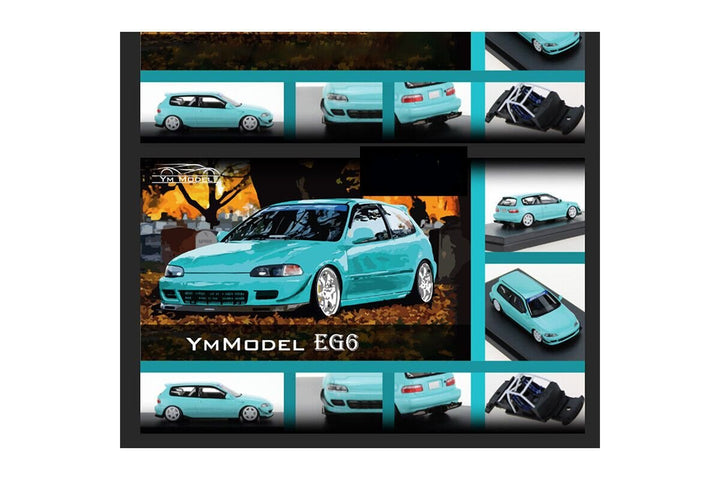 Honda Civic EG6 Spoon Sports Gift Tiffany Blue 1:64 by YM Model Multi View