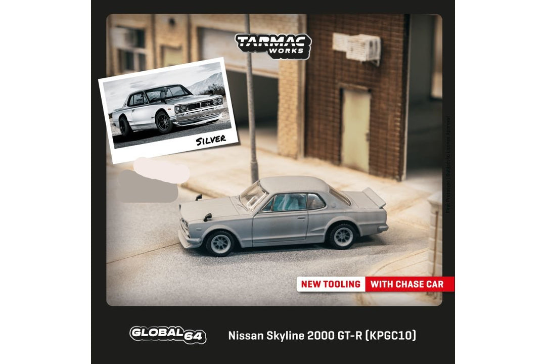 Nissan Skyline 2000 GT-R in Silver T64G-043-SL 1:64 by Tarmac Works Global64 Scene