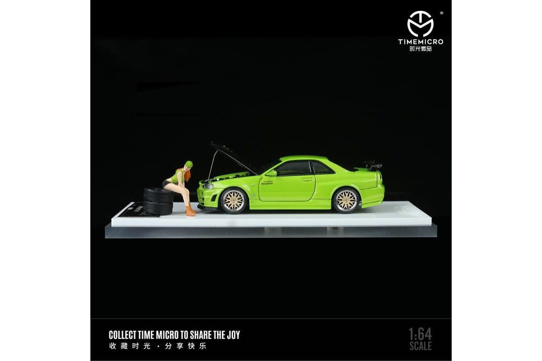 Nissan Skyline GTR-R34 Z-Tune Green 1:64 by TimeMicro Side View