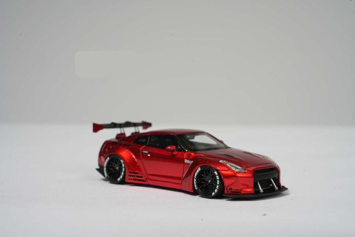 Nissan Skyline GT-R R35 Fighter Grey / Candy Red Limited to 299 Pcs Each 1:64 by Error404 Red Side View