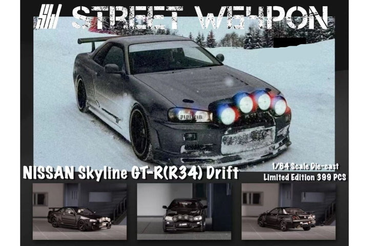 Nissan (R34) GT-R in Black Snow Drift 1:64 by Street Weapon