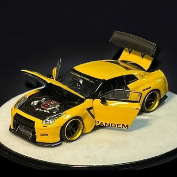 Nissan Skyline R35 Pandem Fully Opened With Engine Included Luxury Base 1:64 by PGM