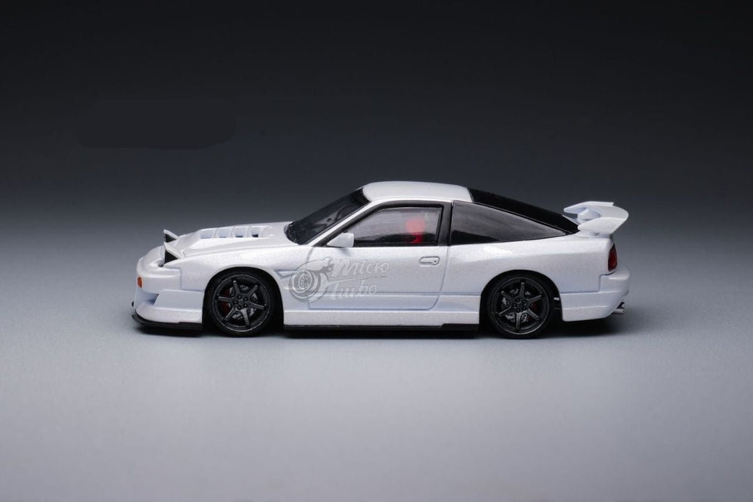 Nissan 180SX Custom Spirit Rei "MIYABI" in white 1:64 by MicroTurbo Side View