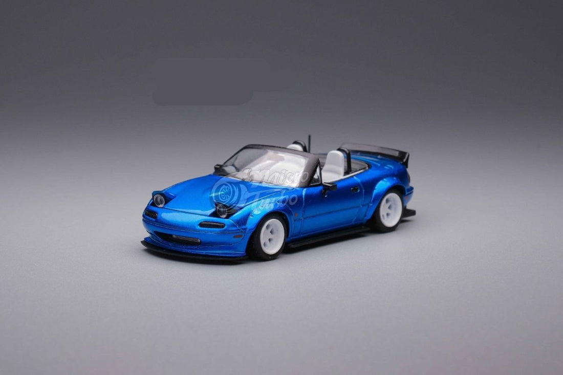 Eunos Roadster RHD Rocket Bunny Widebody Customized Metallic Blue 1:64 by MicroTurbo