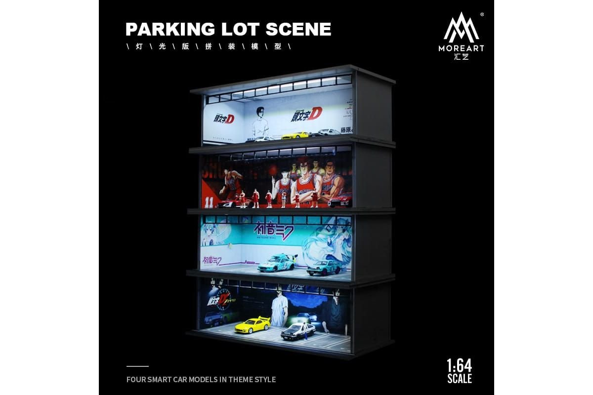 Parking Lot Diorama Initial D White & Black/ Slam Dunk/ Hatsune