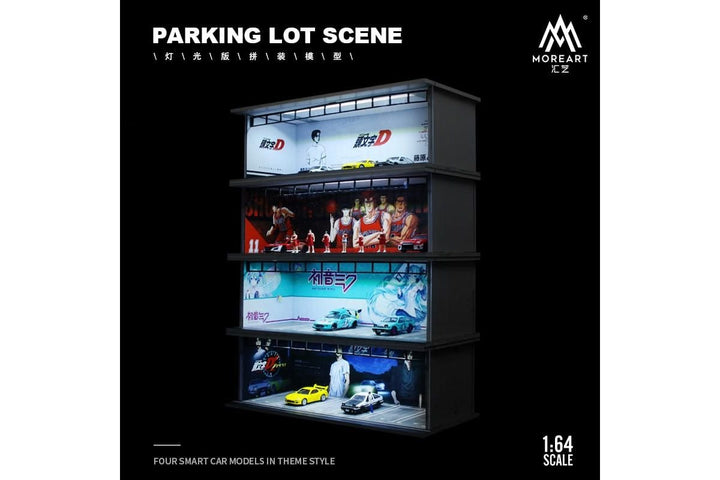 Parking Lot Diorama Initial D White & Black/ Slam Dunk/ Hatsune Miku 1:64 by MoreArt Four Options