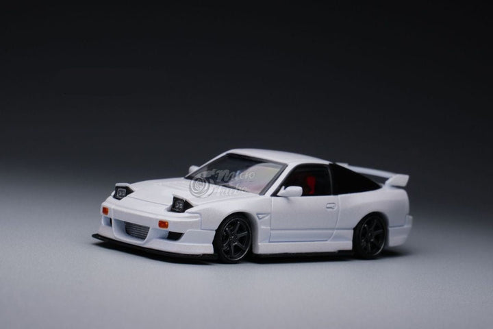 Nissan 180SX Custom Spirit Rei "MIYABI" in white 1:64 by MicroTurbo Front Driver Side Angle View