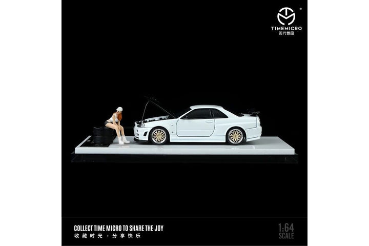 Nissan Skyline GTR-R34 Z-Tune White 1:64 by TimeMicro Side View