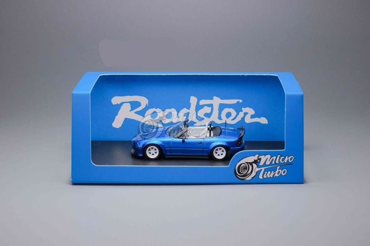 Eunos Roadster RHD Rocket Bunny Widebody Customized Metallic Blue 1:64 by MicroTurbo Package View