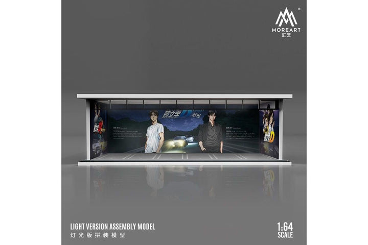 Parking Lot Diorama Initial D White & Black/ Slam Dunk/ Hatsune Miku 1:64 by MoreArt Front View