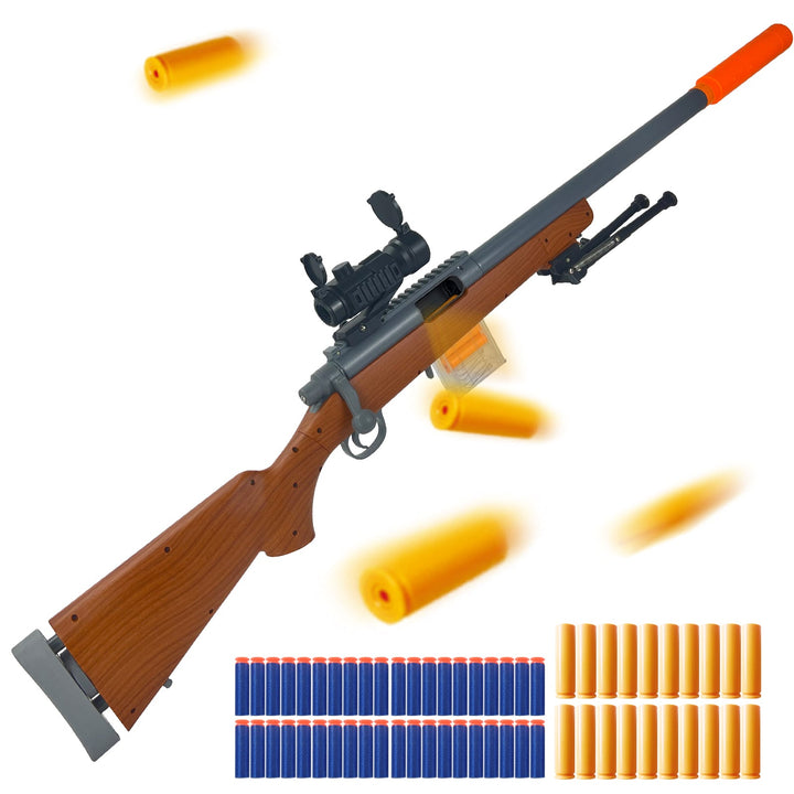 Toy Gun - Wood Grain Toy Gun with Scope and Accessories Toy Sniper Rifle