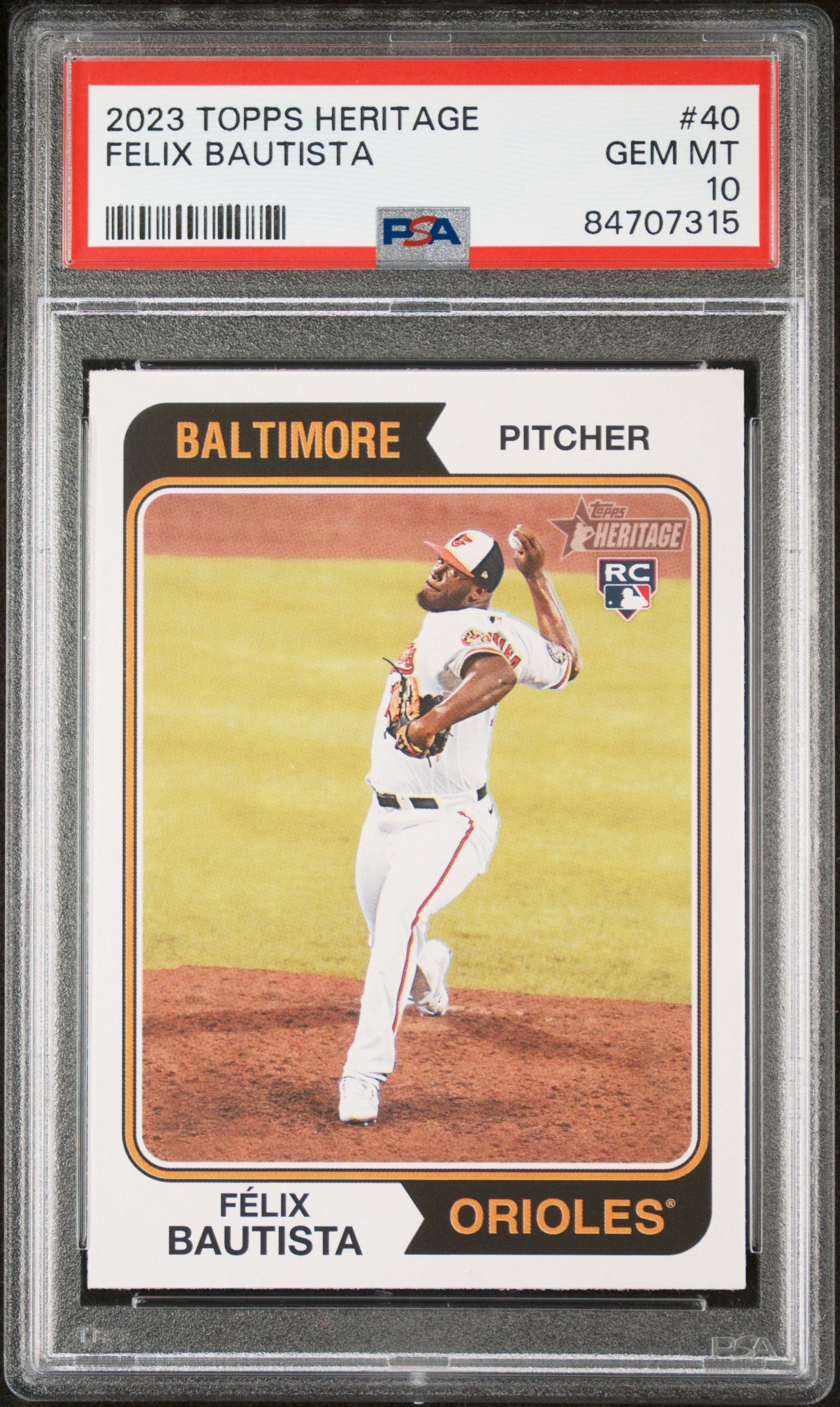 2023 TOPPS HERITAGE FELIX BAUTISTA  #40 - PSA 10 ROOKIE CARD