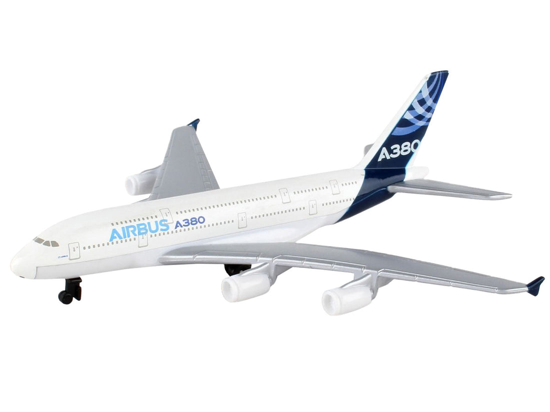 Airbus A380 Commercial Aircraft "Airbus" White with Blue Tail Diecast Model Airplane by Daron-2