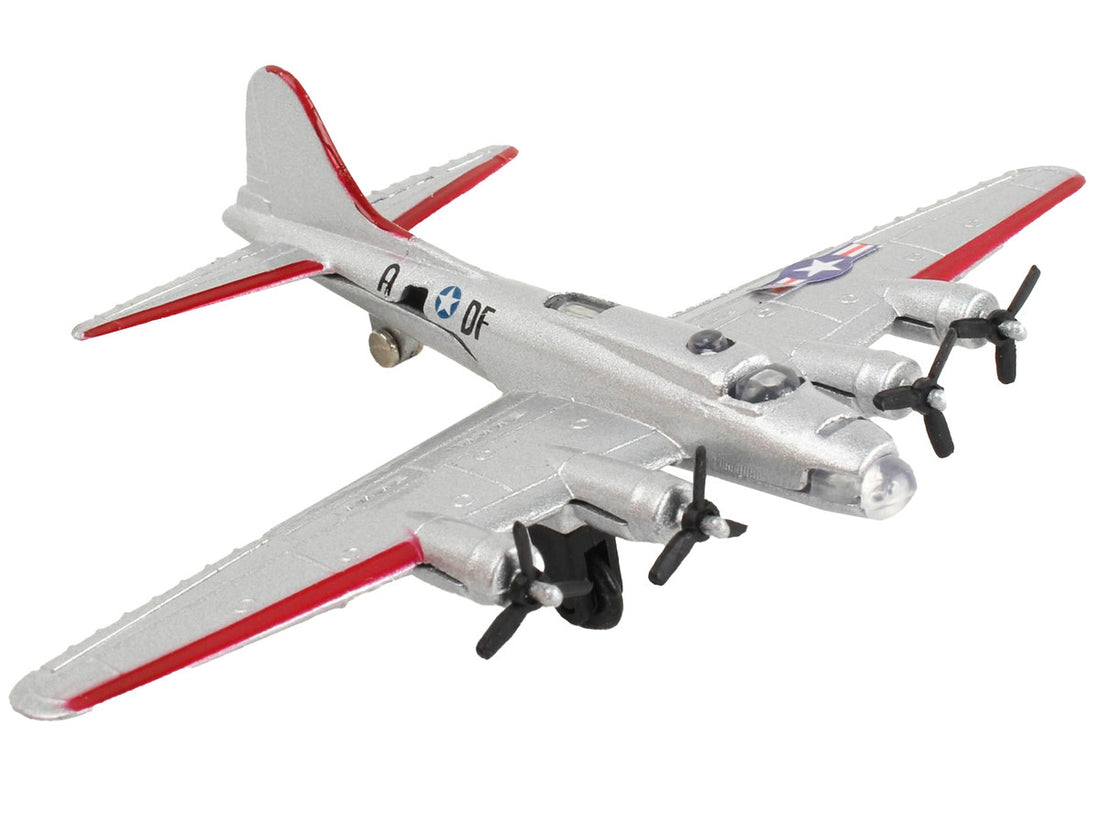 Boeing B-17 Flying Fortress Bomber Aircraft Silver Metallic "United States Army Air Force" with Runway Section Diecast Model Airplane by Runway24-2