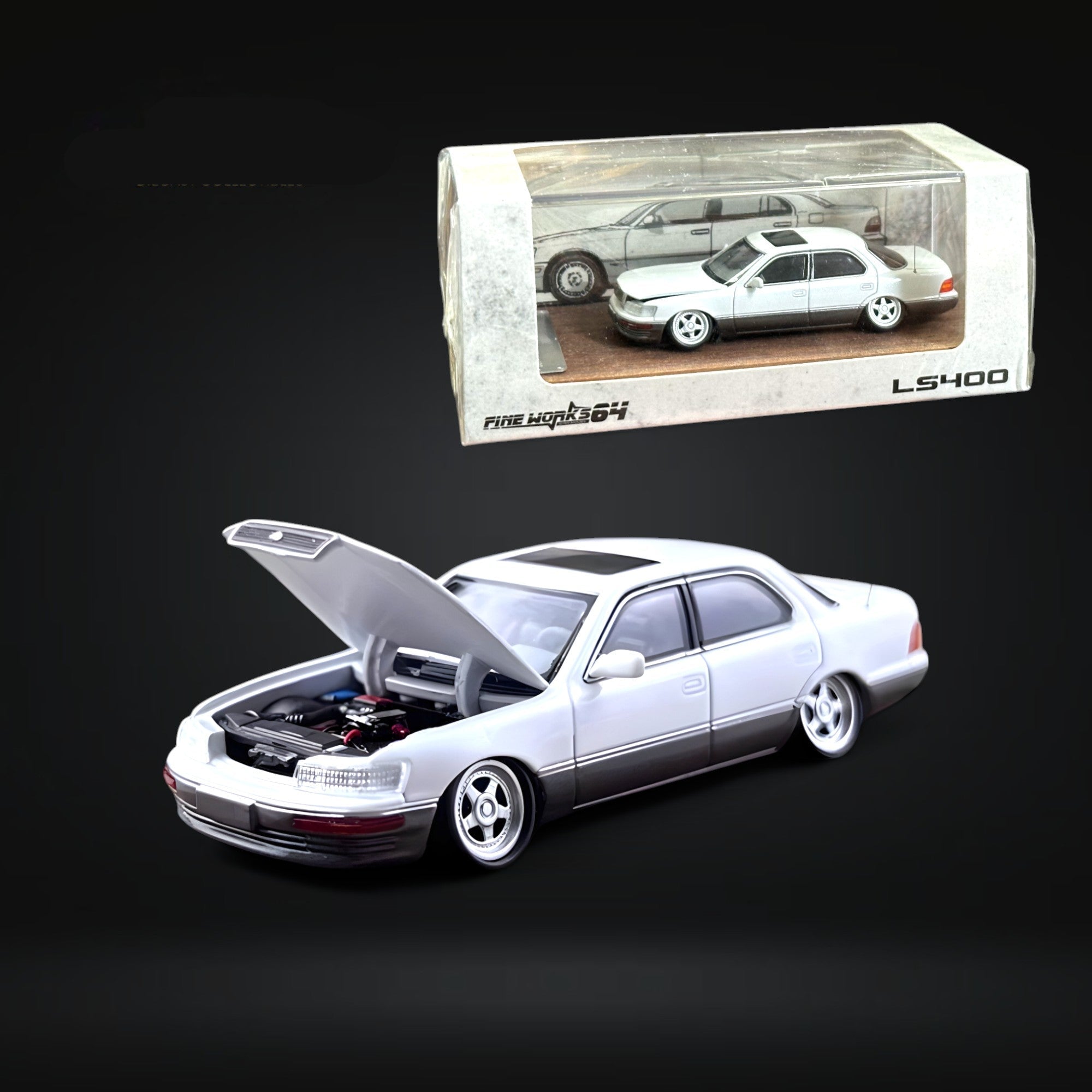 Lexus LS400 - White/Gray Double Stanced 1:64 by Fine works64 – Big