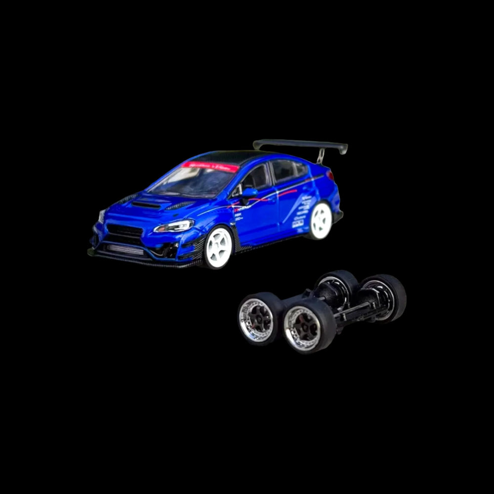 Subaru WRX STI Body Kit Blue Varis 1:64 by CM Model CM64-STI-01 Front View