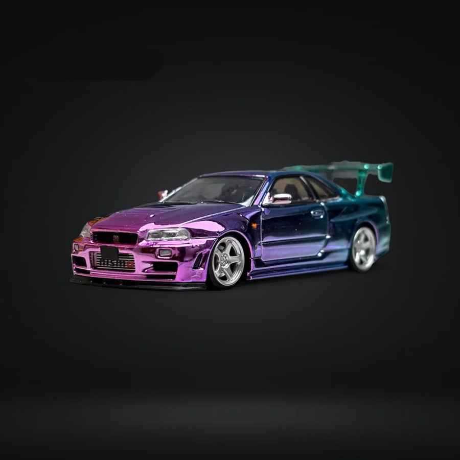 Nissan Skyline GT-R R34 Nismo Z-Tune High Wing Gradient Purple 1:64 by Fuji