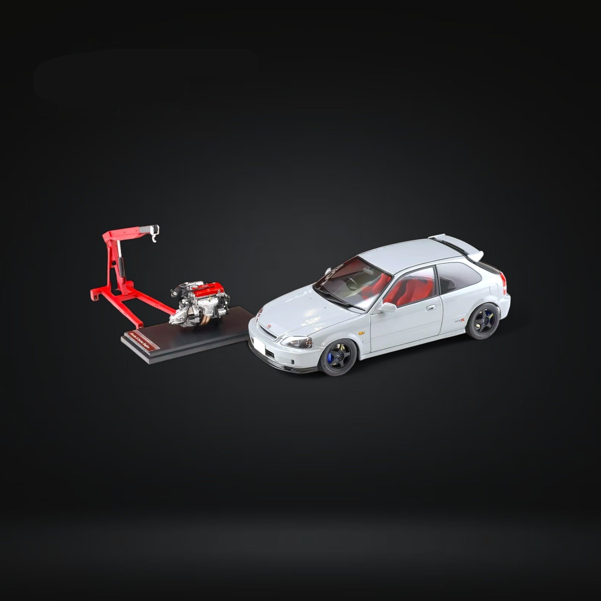 Honda Civic Type-R EK9 Nardo Grey With SW388 Wheels 1:18 by MOTORHELIX Side View 3