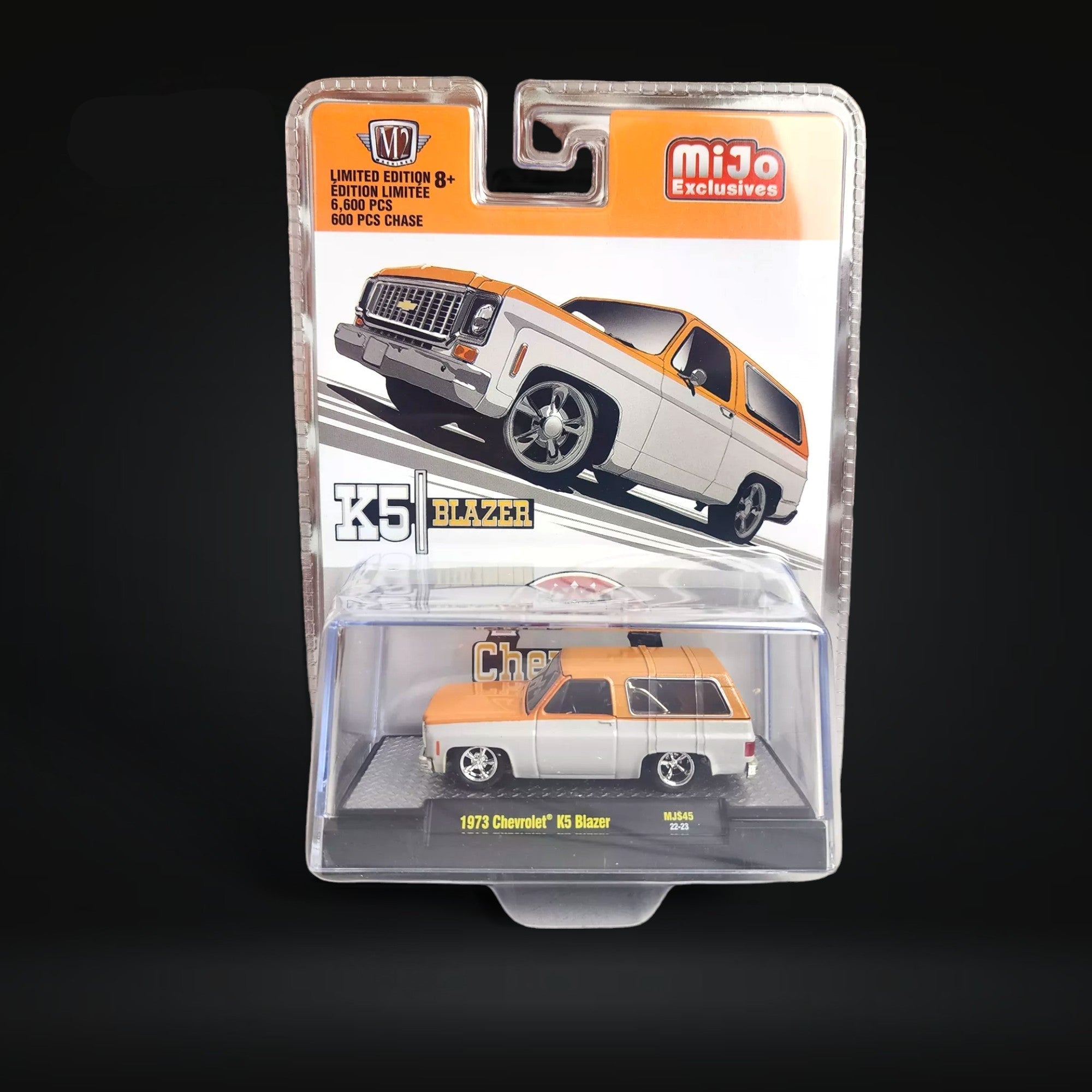 Chevrolet K5 Blazer 1973 With Removeable Hardtop - Orange/White 1:64 by M2 Machines