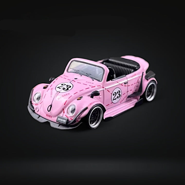 VW Beetle Convertible Cabriolet Pink Pig Livery 1:64 Limited to 599 Pcs by HKM Model 2